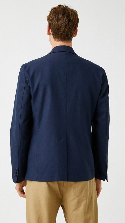 Dar Kesim Blazer Ceket Cepli Önü Düğmeli