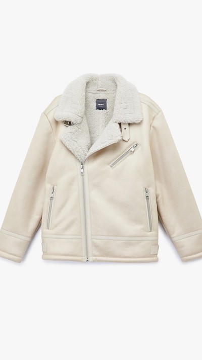 Slim Fit Peluş Yaka Kışlık Suni Deri Ceket