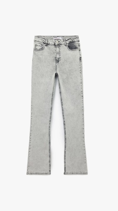 Yüksek Bel İspanyol Paça Denim Pantolon