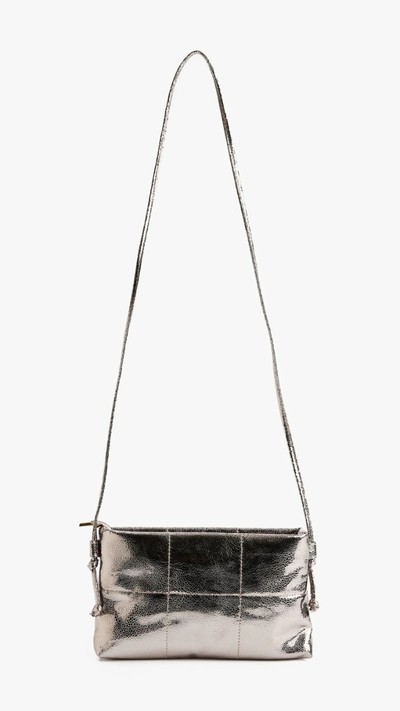  Metalik Görünümlü Fermuarlı Kapitoneli Askılı Omuz Çantası