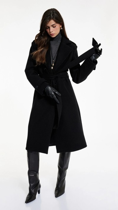 Uzun Kruvaze Kaşe Kaban