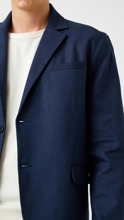 Dar Kesim Blazer Ceket Cepli Önü Düğmeli