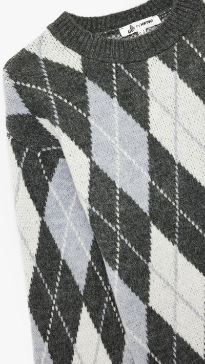 Bisiklet Yaka Baklava Desenli Triko Kazak