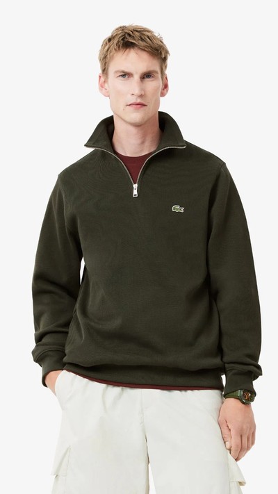 Yarım Fermuarlı Haki Sweatshirt