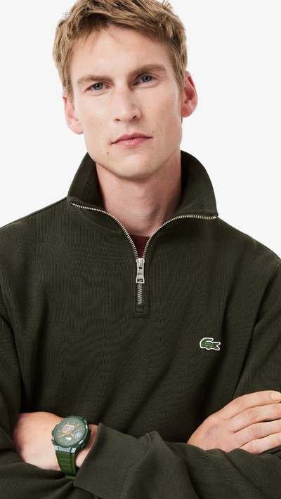 Yarım Fermuarlı Haki Sweatshirt