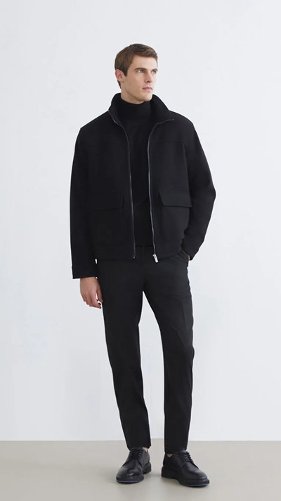 Regular Fit Funnel Neck Men's Cachet Coat