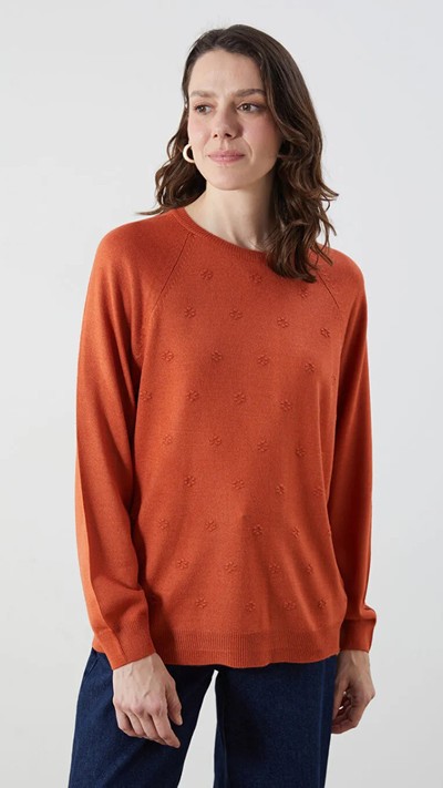 Crew Neck Floral Women's Knitwear Sweater