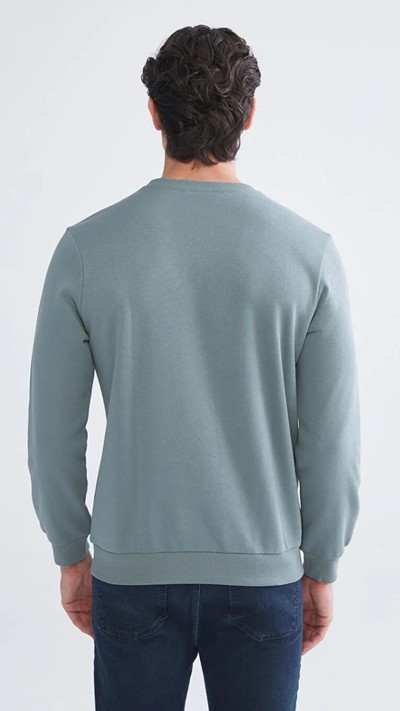 Crew Neck Printed Men's Thick Sweatshirt