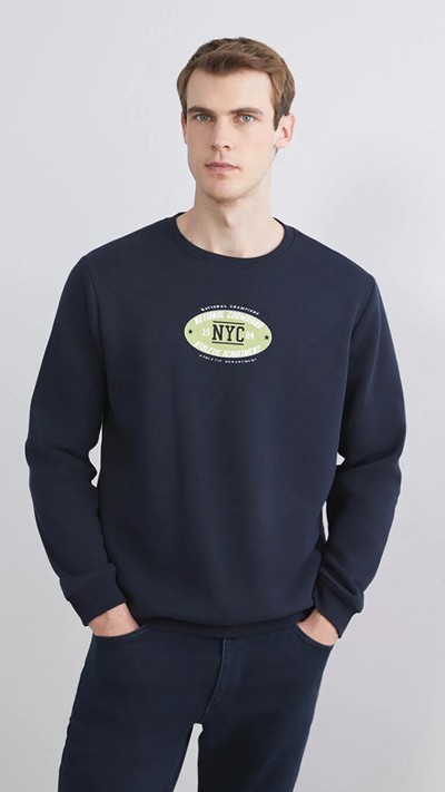 Crew Neck Printed Men's Sweatshirt