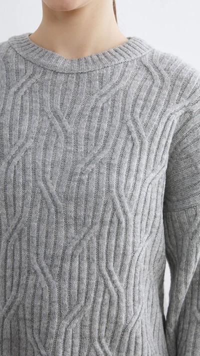 Crew Neck Self-patterned Women's Knitwear Sweater