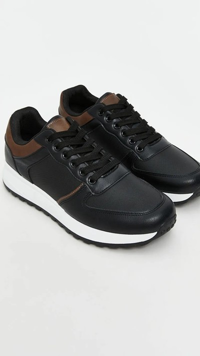 Laced Faux Leather Men's Classic Shoes