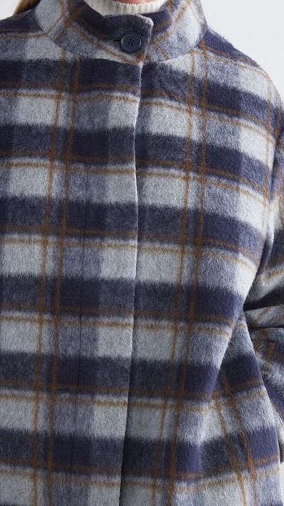 Stand-up Collar Plaid Women's Cachet Shirt Jacket