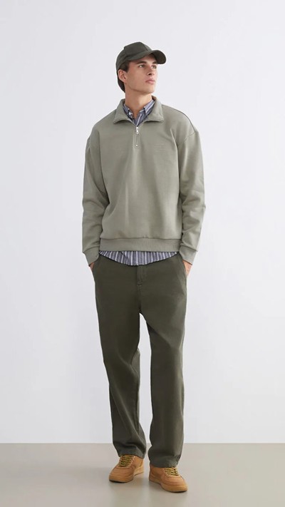 Funnel Neck Long Sleeve Printed Men's Sweatshirt