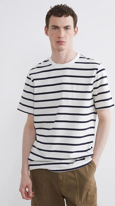 Striped Cotton T-shirt With A Crew Neck.
