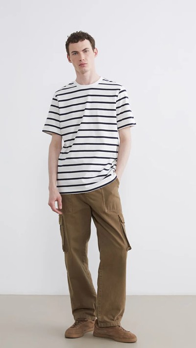 Striped Cotton T-shirt With A Crew Neck.