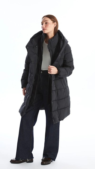 lassic Hooded Women's Long Puffer Coat 