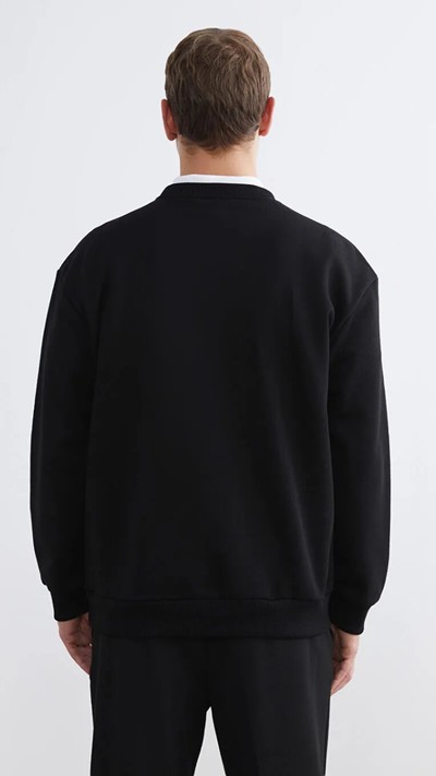 Crew Neck Printed Men's Thick Sweatshirt