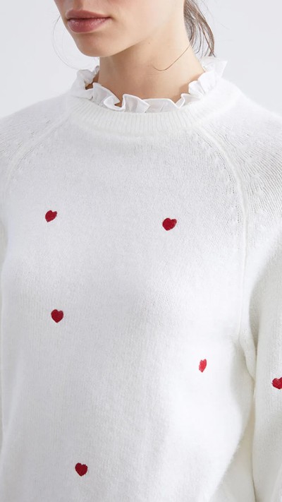 Turtleneck Heart Embroidered Women's Knit Sweater