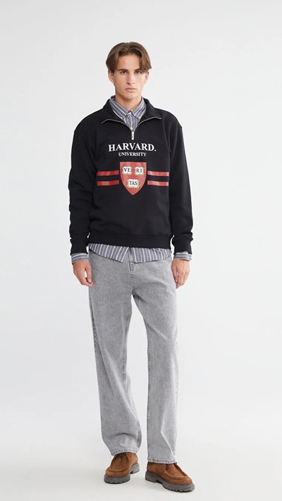 Funnel Neck Printed Harvard Printed Men's Sweatshirt