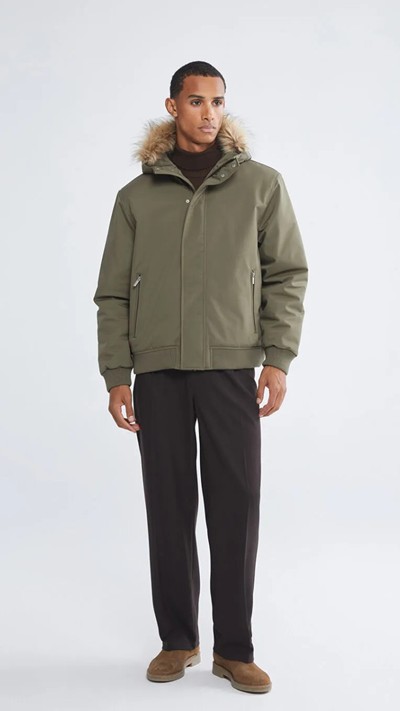 Relaxed Fit Hooded Men's Coat