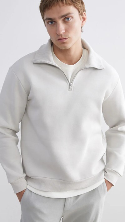 Man Beige Sweatshirt