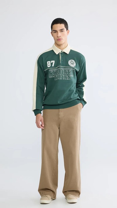 Polo Neck Stranger Things Printed Men's Thick Sweatshirt