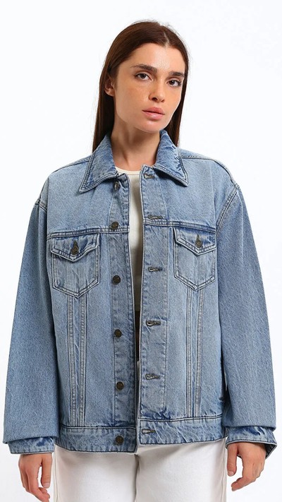 Collared Neck Women's Denim Jacket