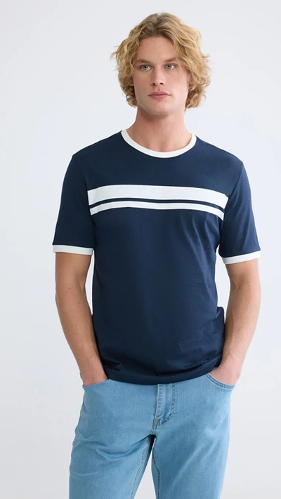 Striped Crew-neck Tee For Men.