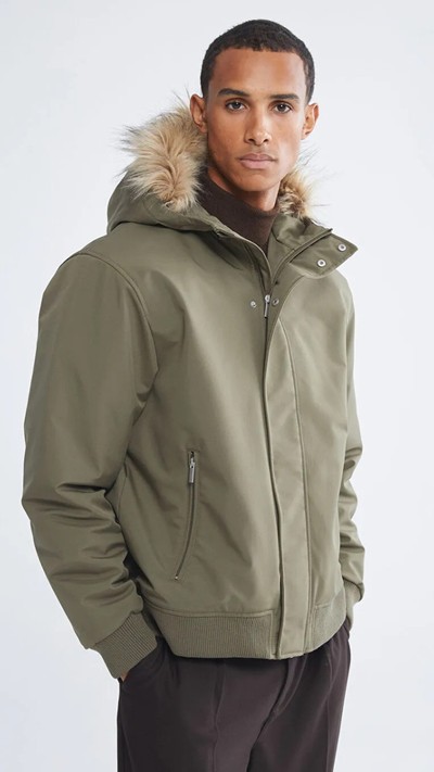 Relaxed Fit Hooded Men's Coat