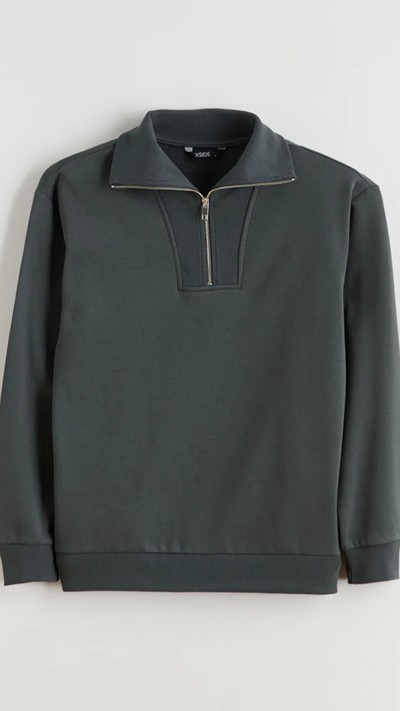 Zippered Funnel Neck Men's Thick Sweatshirt