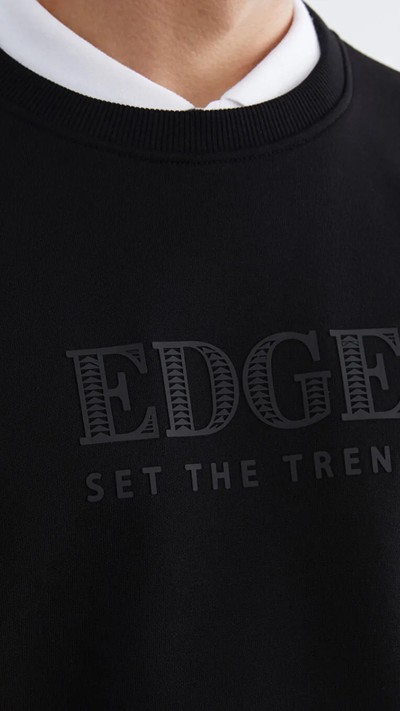 Crew Neck Printed Men's Thick Sweatshirt