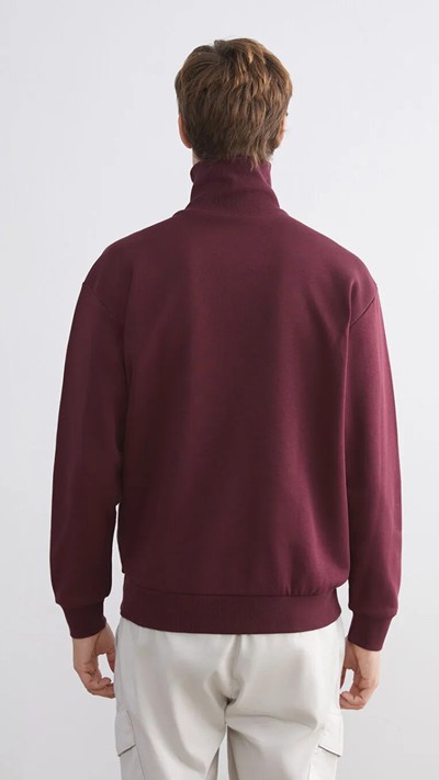 Zippered Funnel Neck Men's Thick Sweatshirt