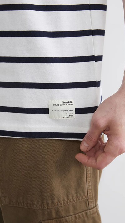 Striped Cotton T-shirt With A Crew Neck.