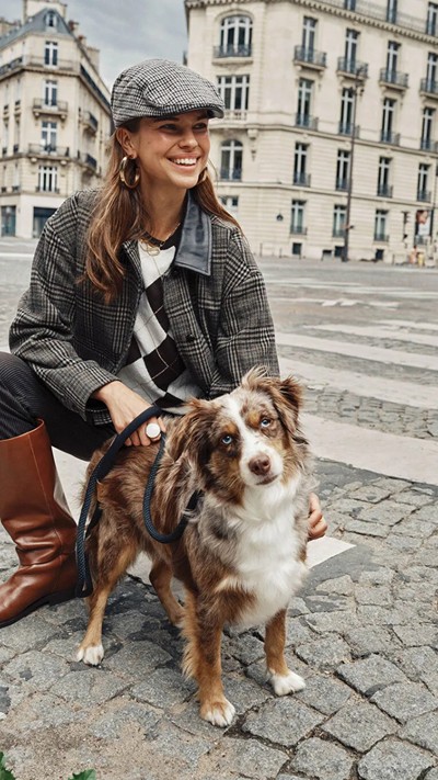 Collared Neck Plaid Oversize Women's Cachet Jacket