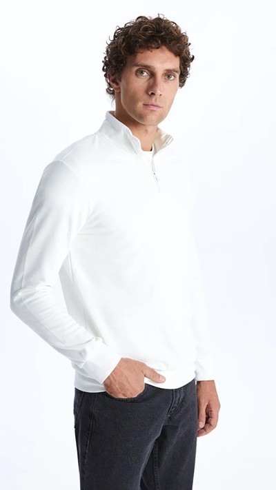 Funnel Neck Long Sleeve Men's Thick Sweatshirt